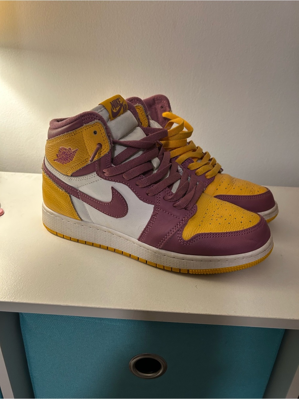 Nike Air Jordan 1 Mid Yellow, Purple & White